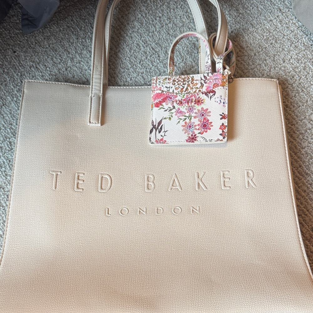 Ted Baker Cream Tote with Floral Charm Cardholder